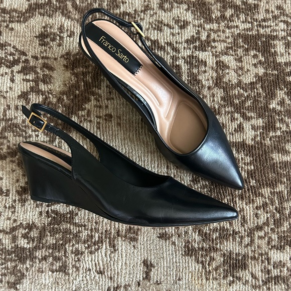 Franco Sarto Black Wedge Slingbacks - Picture 1 of 6